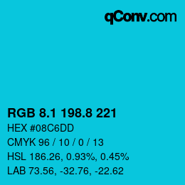 カラーコード: RGB 8.1 198.8 221 | qconv.com