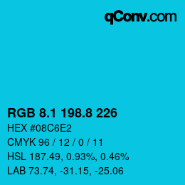 カラーコード: RGB 8.1 198.8 226 | qconv.com