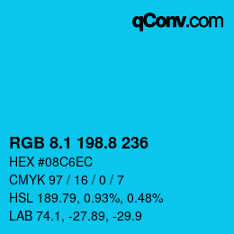 カラーコード: RGB 8.1 198.8 236 | qconv.com