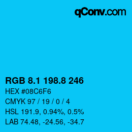 カラーコード: RGB 8.1 198.8 246 | qconv.com