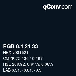 Color code: RGB 8.1 21 33 | qconv.com