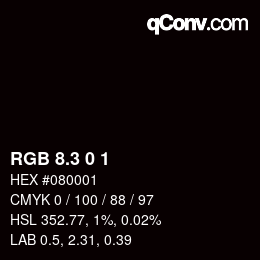 カラーコード: RGB 8.3 0 1 | qconv.com