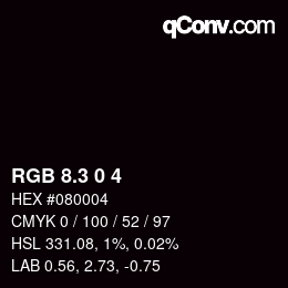 カラーコード: RGB 8.3 0 4 | qconv.com