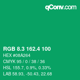カラーコード: RGB 8.3 162.4 100 | qconv.com