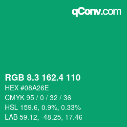 カラーコード: RGB 8.3 162.4 110 | qconv.com