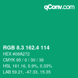 カラーコード: RGB 8.3 162.4 114 | qconv.com