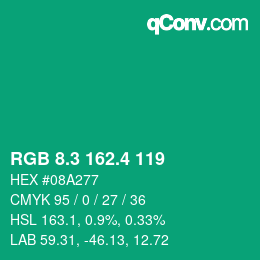 カラーコード: RGB 8.3 162.4 119 | qconv.com