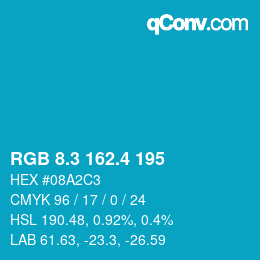 カラーコード: RGB 8.3 162.4 195 | qconv.com