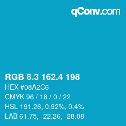 カラーコード: RGB 8.3 162.4 198 | qconv.com
