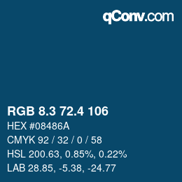カラーコード: RGB 8.3 72.4 106 | qconv.com