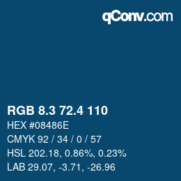 カラーコード: RGB 8.3 72.4 110 | qconv.com