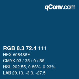 カラーコード: RGB 8.3 72.4 111 | qconv.com