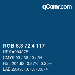カラーコード: RGB 8.3 72.4 117 | qconv.com