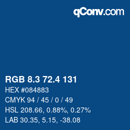 カラーコード: RGB 8.3 72.4 131 | qconv.com