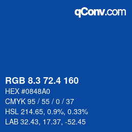 カラーコード: RGB 8.3 72.4 160 | qconv.com