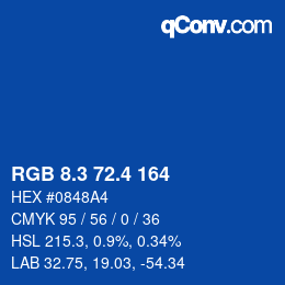 カラーコード: RGB 8.3 72.4 164 | qconv.com