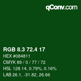 カラーコード: RGB 8.3 72.4 17 | qconv.com