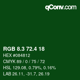 カラーコード: RGB 8.3 72.4 18 | qconv.com