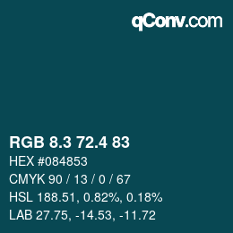 カラーコード: RGB 8.3 72.4 83 | qconv.com