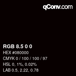 Farbcode: RGB 8.5 0 0 | qconv.com
