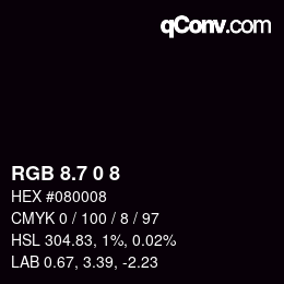 カラーコード: RGB 8.7 0 8 | qconv.com