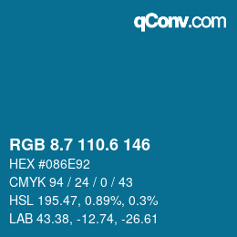 カラーコード: RGB 8.7 110.6 146 | qconv.com
