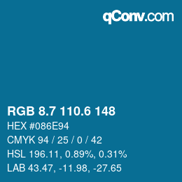 カラーコード: RGB 8.7 110.6 148 | qconv.com