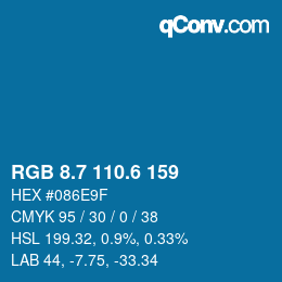カラーコード: RGB 8.7 110.6 159 | qconv.com