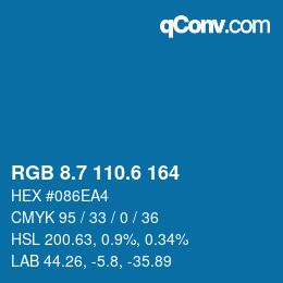 カラーコード: RGB 8.7 110.6 164 | qconv.com