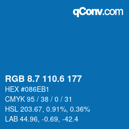 カラーコード: RGB 8.7 110.6 177 | qconv.com