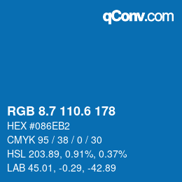カラーコード: RGB 8.7 110.6 178 | qconv.com