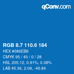 カラーコード: RGB 8.7 110.6 184 | qconv.com