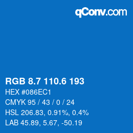 カラーコード: RGB 8.7 110.6 193 | qconv.com