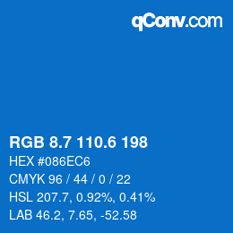 カラーコード: RGB 8.7 110.6 198 | qconv.com
