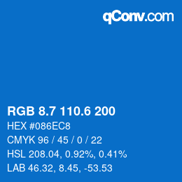 カラーコード: RGB 8.7 110.6 200 | qconv.com