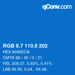 カラーコード: RGB 8.7 110.6 202 | qconv.com