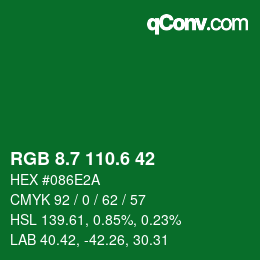 カラーコード: RGB 8.7 110.6 42 | qconv.com