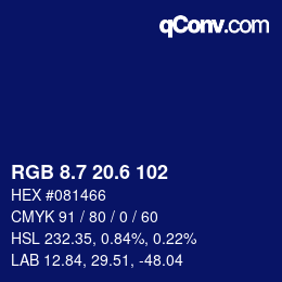 カラーコード: RGB 8.7 20.6 102 | qconv.com