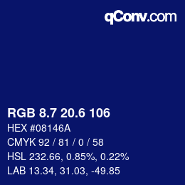 カラーコード: RGB 8.7 20.6 106 | qconv.com