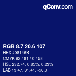 カラーコード: RGB 8.7 20.6 107 | qconv.com