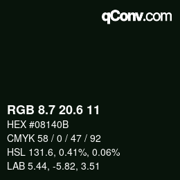 カラーコード: RGB 8.7 20.6 11 | qconv.com