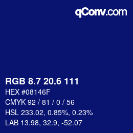 カラーコード: RGB 8.7 20.6 111 | qconv.com