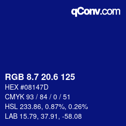 カラーコード: RGB 8.7 20.6 125 | qconv.com