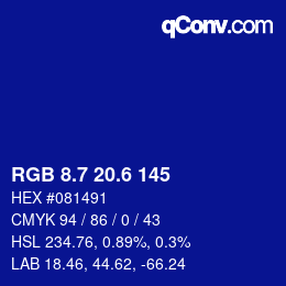 カラーコード: RGB 8.7 20.6 145 | qconv.com