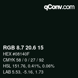カラーコード: RGB 8.7 20.6 15 | qconv.com
