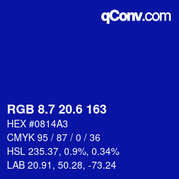 カラーコード: RGB 8.7 20.6 163 | qconv.com