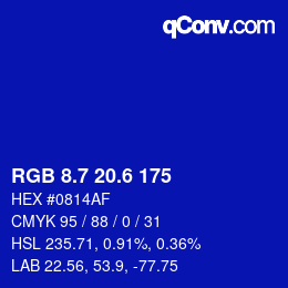 カラーコード: RGB 8.7 20.6 175 | qconv.com