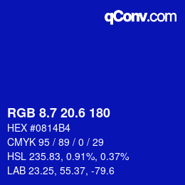 カラーコード: RGB 8.7 20.6 180 | qconv.com