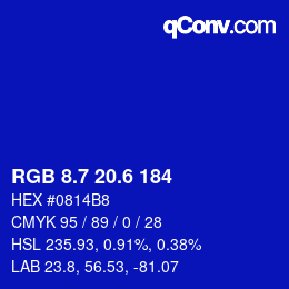 カラーコード: RGB 8.7 20.6 184 | qconv.com