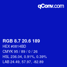 カラーコード: RGB 8.7 20.6 189 | qconv.com